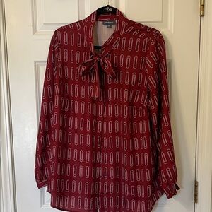 Modcloth Burgundy Paperclip Blouse with Bow 2X
